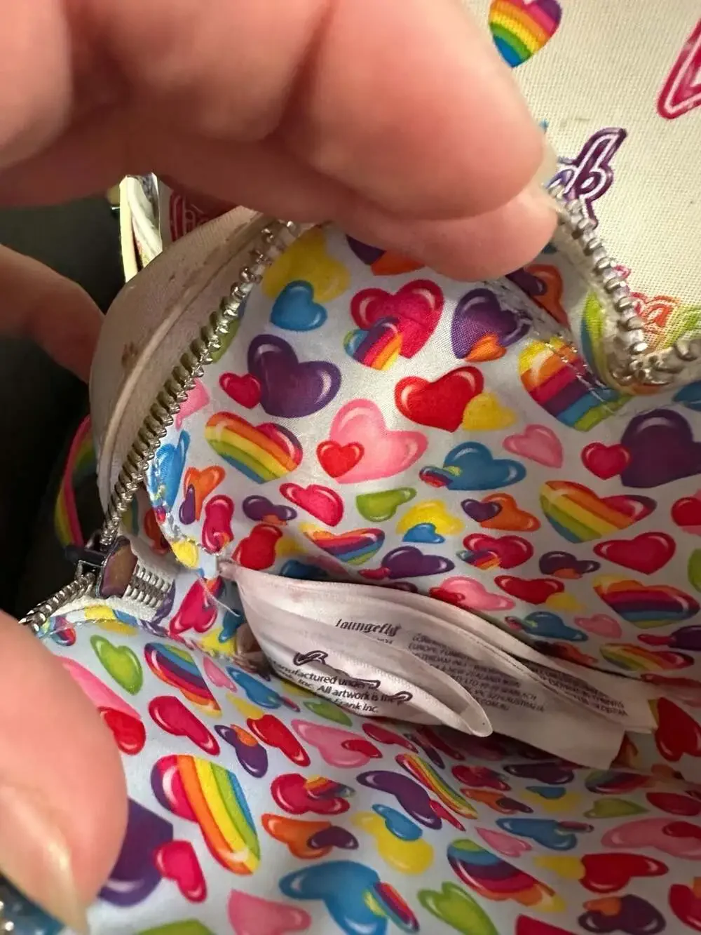Loungefly x Lisa Frank Logo Mini Backpack w/Detachable Rainbow Heart Fanny Pack - Picture 10 of 11